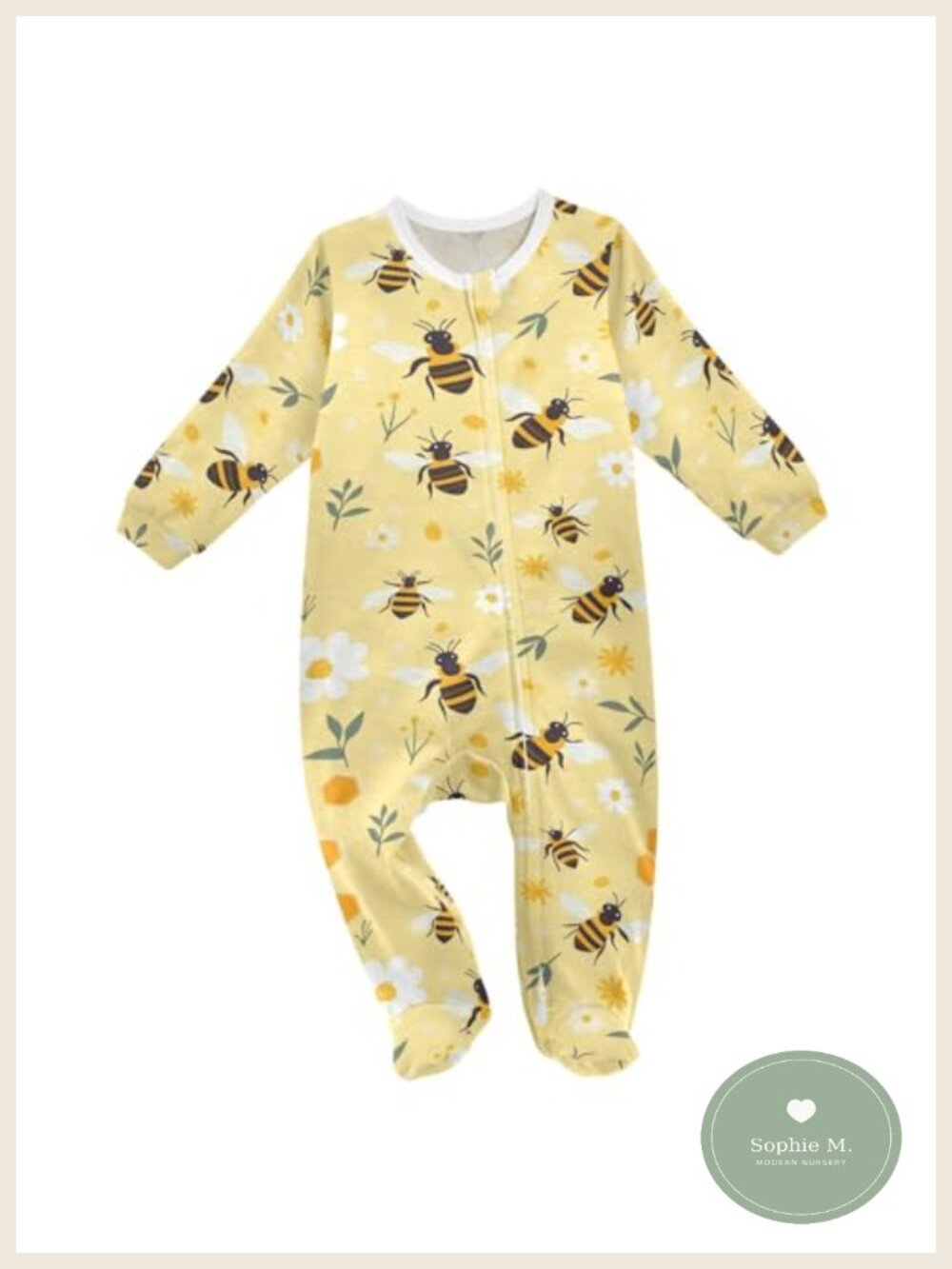 Baby Cotton Footies One-Piece Zipper Pajamas 0-24M